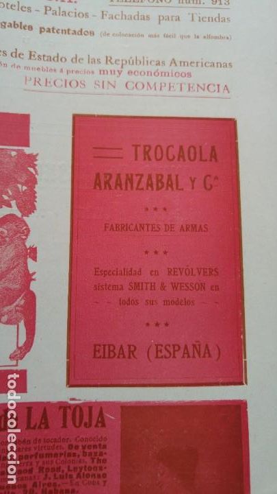 Sammeln von Plakaten: TROCAOLA ARANZABAL Y C&ordf; FABRICANTES DE ARMAS REVOLVERES SMITH & WESSON EIBAR HOJA A&Ntilde;O HOJA A&Ntilde;O 1910