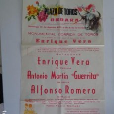 Coleccionismo de carteles: ONDARA. ALICANTE. PLAZA DE TOROS. CORRIDA TOROS. AGOSTO 1975. Lote 192986213
