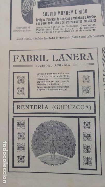 Poster collecting: FABRIL LANERA S.A LAVADO PEINADO LANAS TINTORERIA HILANDERIA RENTERIA GUIPUZCOA HOJA A&Ntilde;O 1906