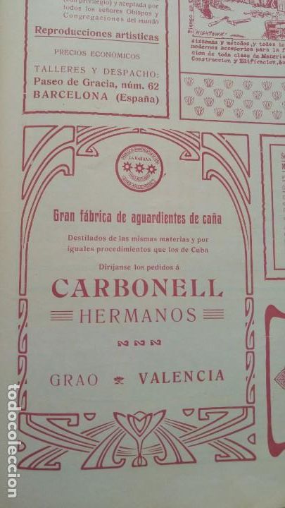 Colecionismo de cartazes: GRAN FABRICA DE AGUARDIENTES DE CA&Ntilde;A CARBONELL HERMANOS GRAO VALENCIA HOJA A&Ntilde;O 1906