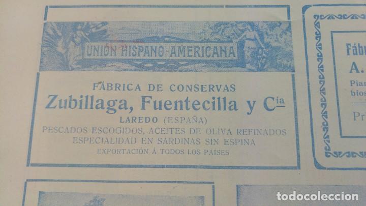 Colecionismo de cartazes: FABRICA DE CONSERVAS UNION HISPANO-AMERICANA ZUBILLAGA FUENTECILLA Y C&ordf; LAREDO HOJA A&Ntilde;O 1906