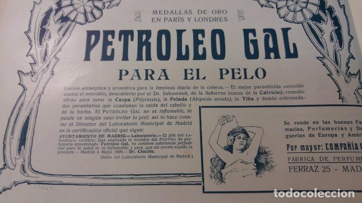 Poster collecting: PETROLEO GAL PARA EL PELO LOCION ANTISEPTICA CASPA TI&Ntilde;A CALVICIE LA PELADA MADRID HOJA A&Ntilde;O 1906