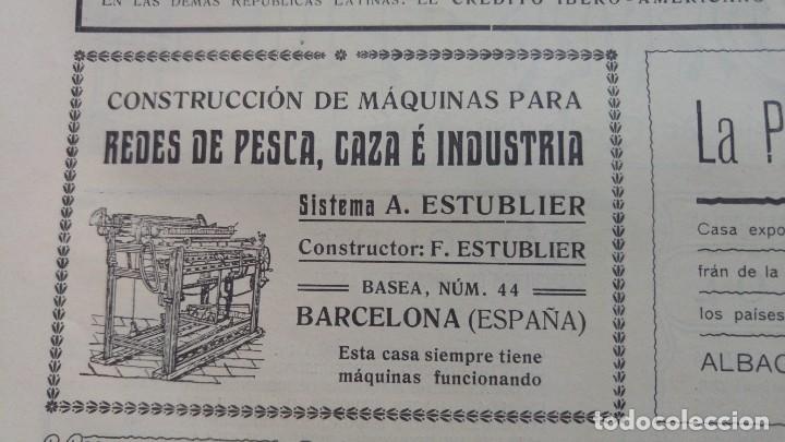 Poster collecting: CONSTRUCCION DE MAQUINAS REDES PESCA CAZA INDUSTRIA F.ESTUBLIER BARCELONA HOJA PUBLICIDAD A&Ntilde;O 1906