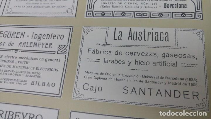 Collezionismo di affissi: FABRICA DE CERVEZAS GASEOSAS JARABES HIELO ARTIFICIAL -LA AUSTRIACA- CAJO SANTANDER HOJA A&Ntilde;O 1907