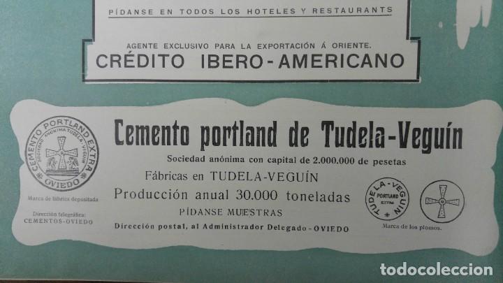 Poster collecting: FABRICAS DE CEMENTO PORTLAND DE TUDELA -VEGUIN CEMENTOS OVIEDO HOJA A&Ntilde;O 1907