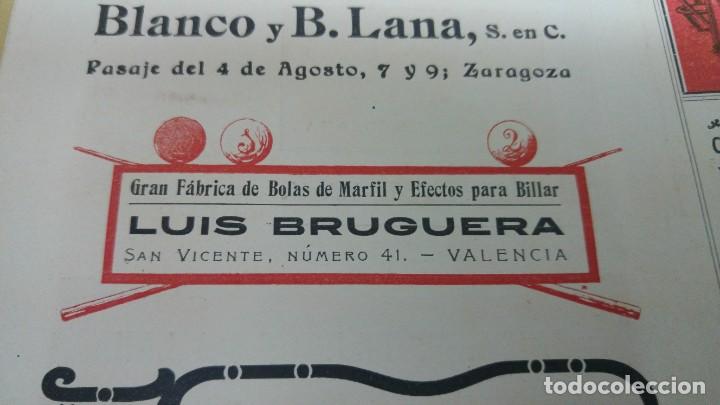 Coleccionismo de carteles: GRAN FABRICA DE BOLAS DE MARFIL Y EFECTOS PARA BILLAR LUIS BRUGUERA VALENCIA HOJA A&Ntilde;O 1904