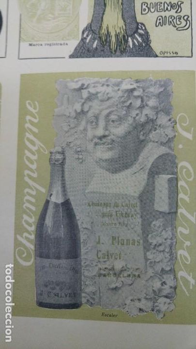 Coleccionismo de carteles: CHAMPAGNE J.CALVET CHATEAUX DE CALVET PRES EDERNAY EXTRA DRY BARCELONA HOJA A&Ntilde;O 1904