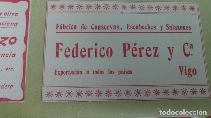 Coleccionismo de carteles: FABRICA DE CONSERVAS,ESCABECHES Y SALAZONES FEDERICO PEREZ Y C&ordf; VIGO HOJA A&Ntilde;O 1904