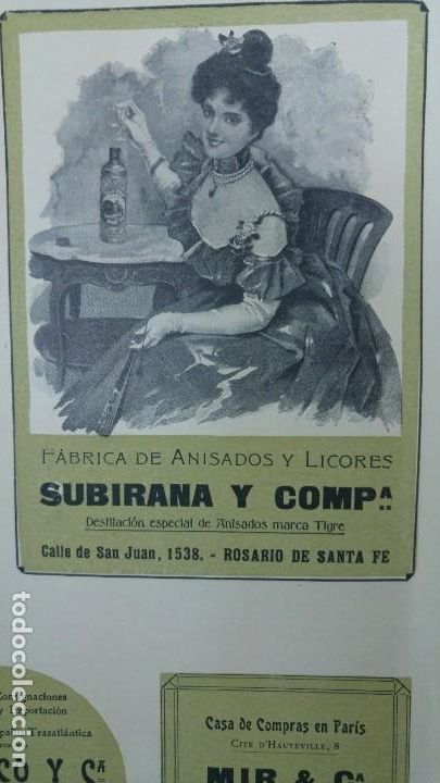 Coleccionismo de carteles: FABRICA DE ANISADOS Y LICORES SUBIRANA Y C&ordf; MARCA -TIGRE- ROSARIO DE SANTA FE HOJA A&Ntilde;O 1904