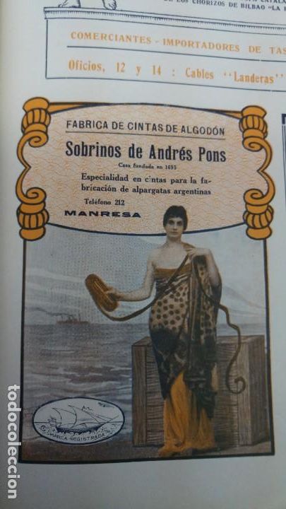 Colecionismo de cartazes: FABRICA DE CINTAS DE ALGODON SOBRINOS DE ANDRES PONS MANRESA CINTAS ALPARGATAS ARGENTINAS A&Ntilde;O 1920