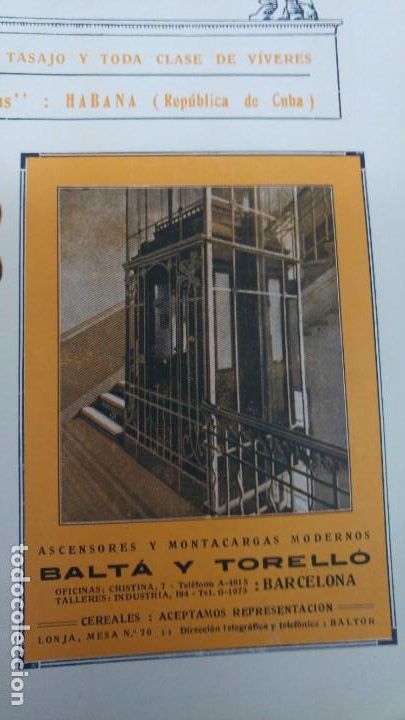 Collezionismo di affissi: ASCENSORES Y MONTACARGAS MODERNOS- BALTA Y TORELLO- BARCELONA HOJA A&Ntilde;O 1920
