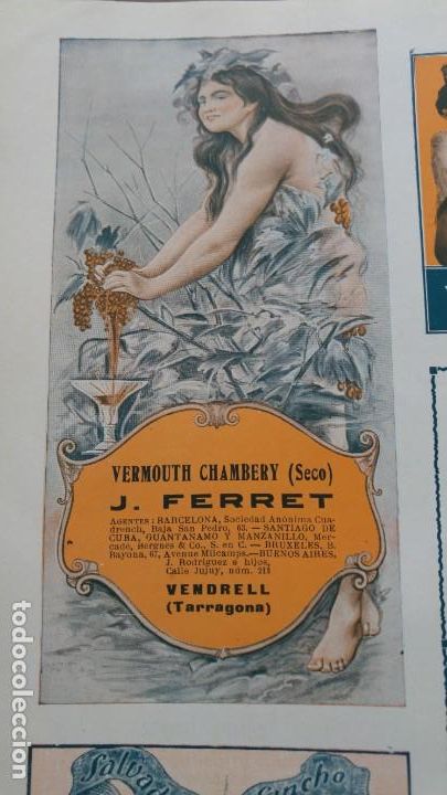 Sammeln von Plakaten: VERMOUTH CHAMBERY J.FERRET EL VENDRELL TARRAGONA HOJA REVISTA A&Ntilde;O 1920