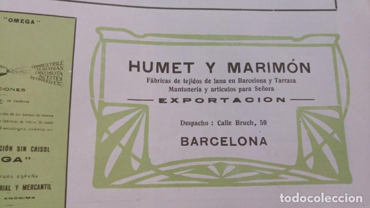 Collectionnisme d'affiches: HUMET Y MARIMON FABRICA TEJIDOS LANA BARCELONA TARRASA TERRASSA HOJA A&Ntilde;O 1920