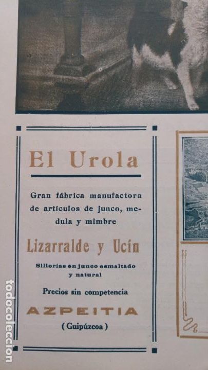 Coleccionismo de carteles: FABRICA MANUFACTURA ARTICULOS JUNCO MEDULA MIMBRE -EL UROLA- LIZARRALDE Y UCIN AZPEITIA HOJA 1920