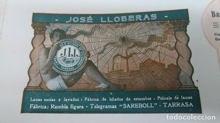 Coleccionismo de carteles: FABRICA HILADOS ESTAMBRE LANAS SUCIAS Y LAVADAS PEINAJE LANAS JOSE LLOBERAS TARRASA HOJA A&Ntilde;O 1920