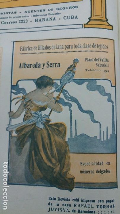Collectionnisme d'affiches: FABRICAS DE HILADOS DE LANA ALBAREDA Y SERRA ESPECIALIDAD NUMEROS DELGADOS SABADELL HOJA A&Ntilde;O 1920