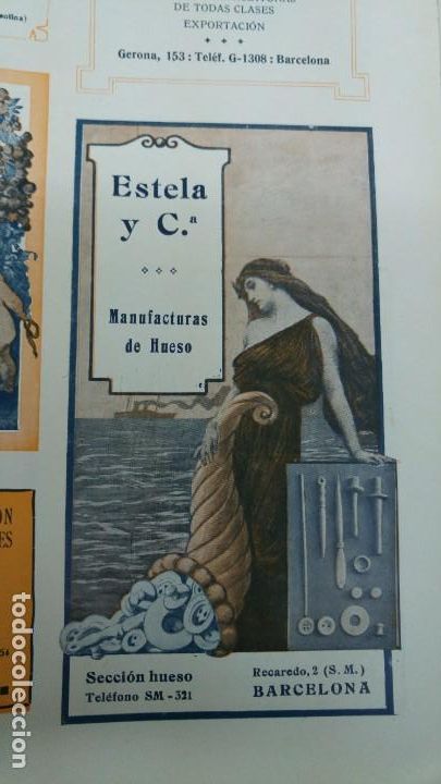Collectionnisme d'affiches: MANUFACTURAS DE HUESO -ESTELA Y C&ordf; - SECCION HUESO BARCELONA HOJA PUBLICIDAD A&Ntilde;O 1920