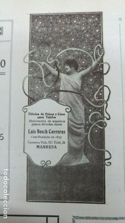 Colecionismo de cartazes: FABRICA DE PEINES Y LIZOS PARA TEJIDOS -LUIS BOSCH CARRERAS-MANRESA ALAMBRES PLANOS HOJA A&Ntilde;O 1920
