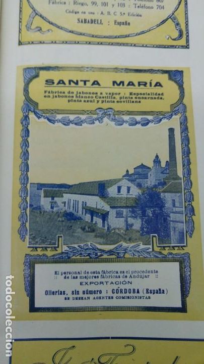 Collectionnisme d'affiches: FABRICA DE JABONES A VAPOR -SANTA MARIA- PERSONAL DE ANDUJAR CORDOBA PINTA HOJA REVISTA A&Ntilde;O 1920