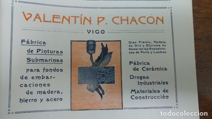 Collezionismo di affissi: FABRICAS PINTURAS SUBMARINAS FONDOS EMBARCACIONES ,CERAMICA -VALENTIN P.CHACON- VIGO HOJA A&Ntilde;O 1920