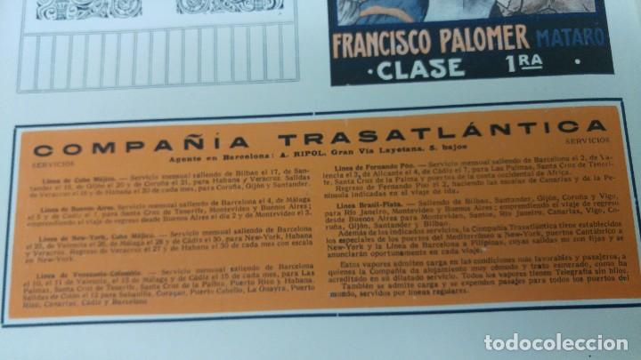 Colecionismo de cartazes: COMPA&Ntilde;IA TRASATLANTICA LINEAS CUBA MEJICO BUENOS AIRES MEW YORK BRASIL VENEZUELA HOJA A&Ntilde;O 1920