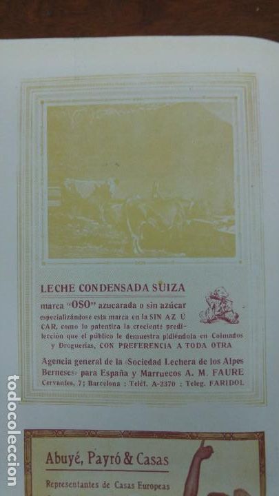 Collectionnisme d'affiches: LECHE CONDENSADA SUIZA MARCA -OSO- SOCIEDAD LECHERA ALPES BERNESES A.M FAUDE HOJA A&Ntilde;O 1920