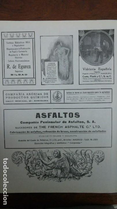 Coleccionismo de carteles: COMPA&Ntilde;IA PENINSULAR DE ASFALTOS S.A.FABRICACION EN MADRID Y BARCELONA BREAS HOJA A&Ntilde;O 1920