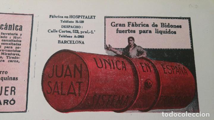 Coleccionismo de carteles: GRAN FABRICA DE BIDONES FUERTES PARA LIQUIDOS-JUAN SALT- BARCELONA UNICA EN ESPA&Ntilde;A HOJA A&Ntilde;O 1920