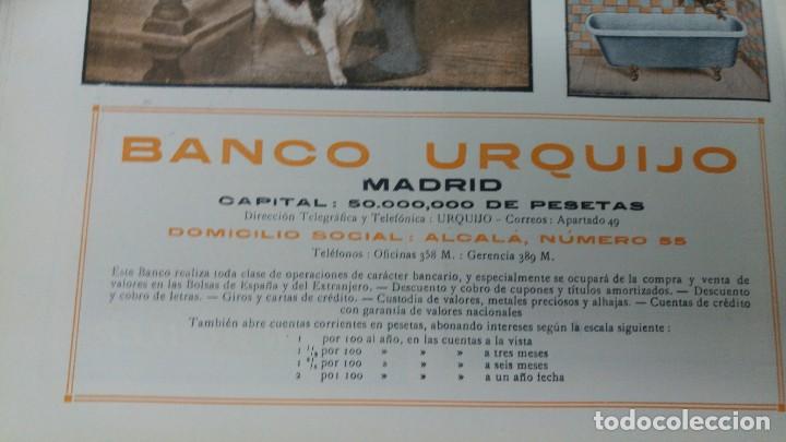 Collezionismo di affissi: BANCO URQUIJO MADRID COMPRA Y VENTA VALORES BOLSA COBRO CUPONES GIROS CUENTAS HOJA A&Ntilde;O 1920