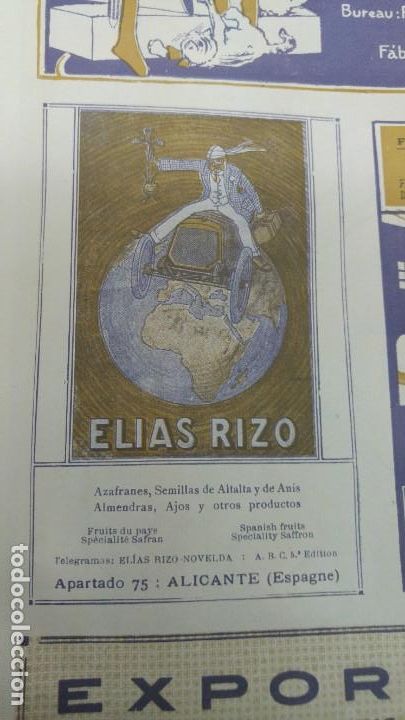 Sammeln von Plakaten: AZAFRANES SEMILLAS ALFALFA ANIS ALMENDRAS AJOS -ELIAS RIZO- ALICANTE HOJA A&Ntilde;O 1920