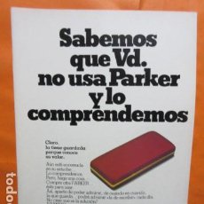 Coleccionismo de carteles: PUBLICIDAD 1978 - COLECCION PLUMAS ESTILOGRAFICAS BOLIGRAFOS - PARKER . Lote 196100586