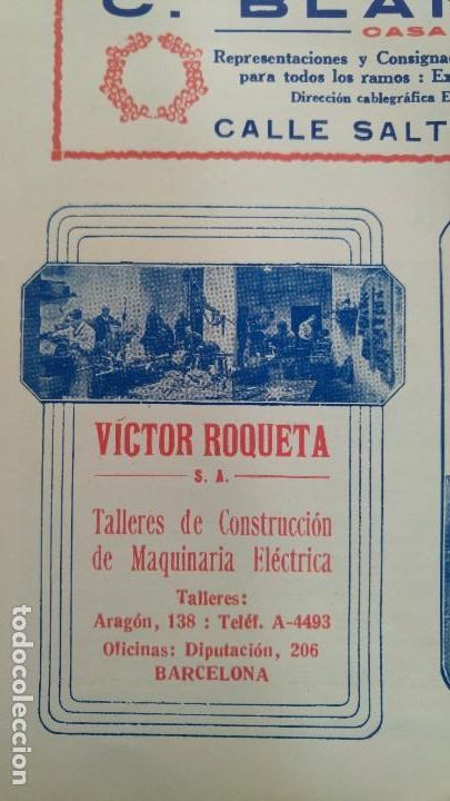 Collezionismo di affissi: TALLERES DE CONSTRUCCION DE MAQUINARIA ELECTRICA -VICTOR ROQUETA- BARCELONA HOJA A&Ntilde;O 1920