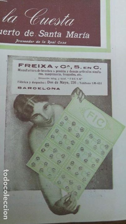 Sammeln von Plakaten: FABRICA BROCHES A PRESION MAQUINARIA TROQUELES -FREIXA Y C&ordf;- BARCELONA FIC HOJA REVISTA A&Ntilde;O 1920