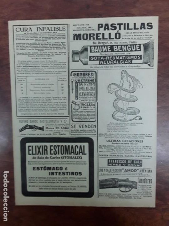 Coleccionismo de carteles: ESCOPETAS VICTOR SARASQUETA JOAQUIN FERNANDEZ J.M.URRIOLA A.ALDAZABAR RUFINO SANDE EIBAR A&Ntilde;O 1923