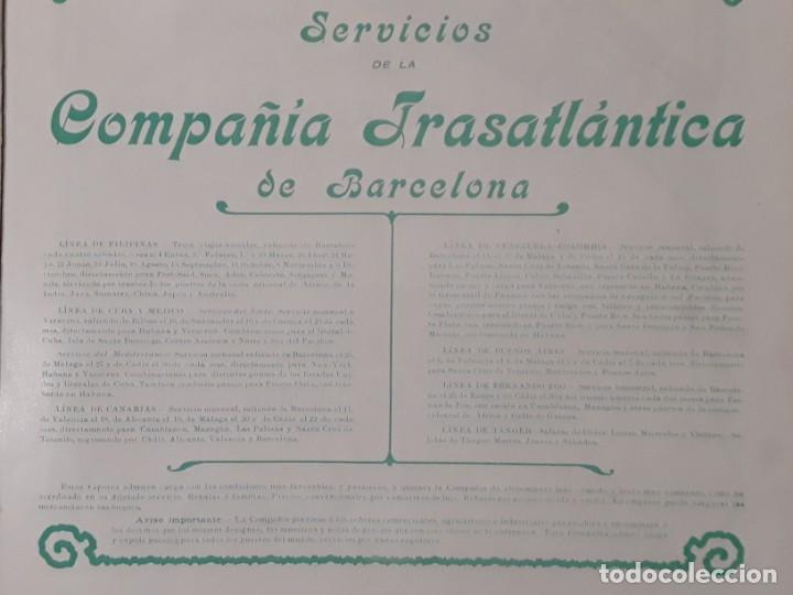 Coleccionismo de carteles: SERVICIOS DE LA COMPA&Ntilde;IA TRASATLANTICA DE BARCELONA LINEAS VAPORES HOJA REVISTA A&Ntilde;O 1902