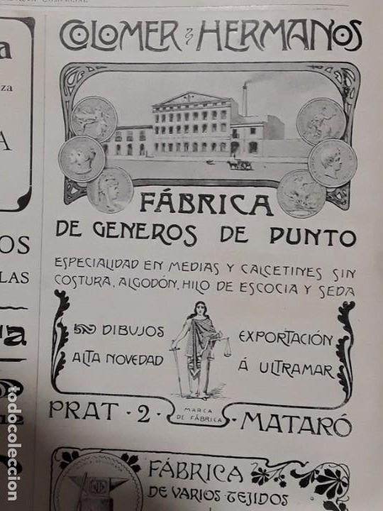 Sammeln von Plakaten: FABRICA DE GENEROS DE PUNTO COLOMER HERMANOS MATARO SEDA ALGODON HOJA REVISTA A&Ntilde;O 1902