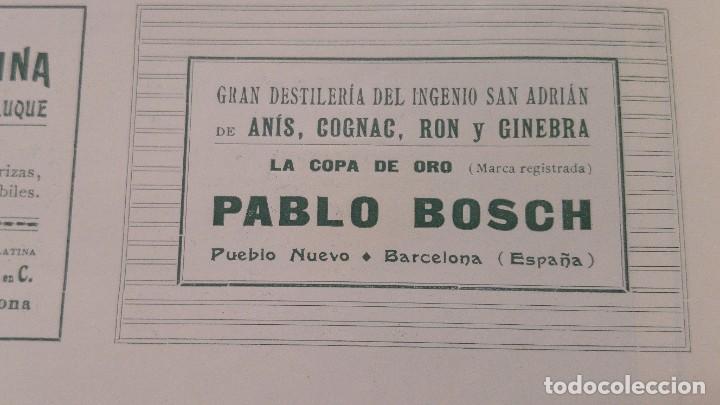 Collezionismo di affissi: GRAN DESTILERIA DEL INGENIO SAN ADRIAN -PABLO BOCH - LA COPA DE ORO BARCELONA ANIS RON OJA A&Ntilde;O 1903