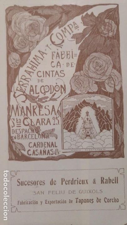 Collezionismo di affissi: FABRICA DE CINTAS DE ALGODON - SERRAHIMA Y COMPA&Ntilde;IA - MANRESA BARCELONA HOJA REVISTA A&Ntilde;O 1903