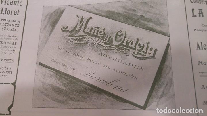 Collezionismo di affissi: FABRICA DE NOVEDADES TEJIDOS FINOS ALGODON -MANE Y ORDEIG-BARCELONA HOJA PUBLICIDAD A&Ntilde;O 1903