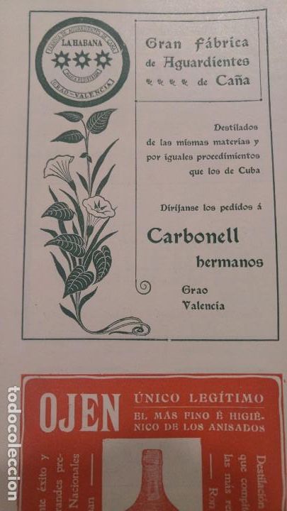 Collezionismo di affissi: GRAN FABRICA DE AGUARDIENTES DE CA&Ntilde;A MARCA -LA HABANA- CARBONELL H&ordm; GRAO VALENCIA HOJA A&Ntilde;O 1903