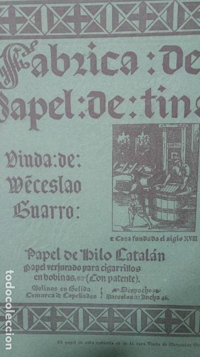 Poster collecting: FABRICA DE PAPEL DE TINA VIUDA DE WENCESLAO GUARRO PAPEL HILO CATALAN GELIDA HOJA REVISTA A&Ntilde;O 1903