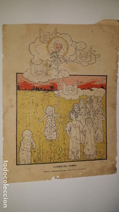 Coleccionismo de carteles: ARTE ILUSTRACI&Oacute;N FLORES CAMPO DIBUJO PRERRAFAELISTA CHIORINO PRINCIPIO XX &Aacute;NGEL NI&Ntilde;O PLANTA DIOS CIE