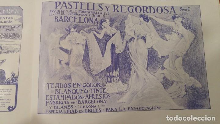 Collezionismo di affissi: FABRICA TEJIDOS COLOR ESTAMPADOS TINTE DRILES PASTELLS Y REGORDOSA- BLANES BARCELONA HOJA A&Ntilde;O 1903