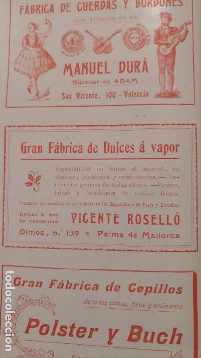 Collezionismo di affissi: GRAN FABRICA DE DULCES A VAPOR - VICENTE ROSELLO - PALMA DE MALLORCA FRUTAS NATURAL TURRON HOJA 1903