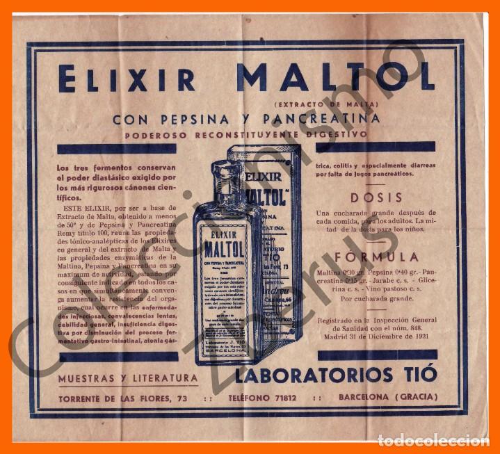Coleccionismo de carteles: Publicidad de Elixir Maltol - Laboratorios Ti&oacute; - Foto 1
