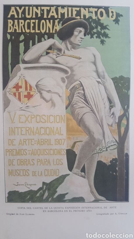 Collectionnisme d'affiches: GRAN COPIA DE 1906 DEL CARTEL DE LA V EXPOSICION INTERNACIONAL DE ARTE. BARCELONA 1907. 39 x 28 cm