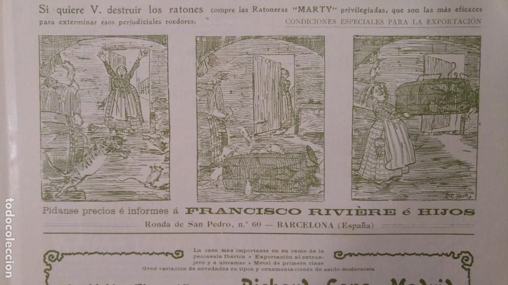 Poster collecting: RATONERAS MARTY - FRANCISCO RIVIERE E HIJOS - RATONES RATON BARCELONA HOJA A&Ntilde;O 1902