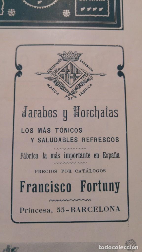 Colecionismo de cartazes: FABRICA DE JARABES Y HORCHATAS - FRANCISCO FORTUNY - BARCELONA HOJA REVISTA PUBLICIDAD A&Ntilde;O 1902