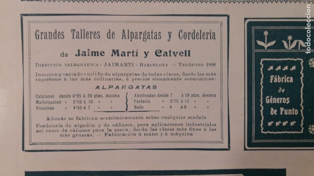 Sammeln von Plakaten: TALLERES DE ALPARGATAS Y CORDELERIA JAIME MARTI Y CALVELL BARCELONA HOJA REVISTA PUBLICIDAD A&Ntilde;O 1902