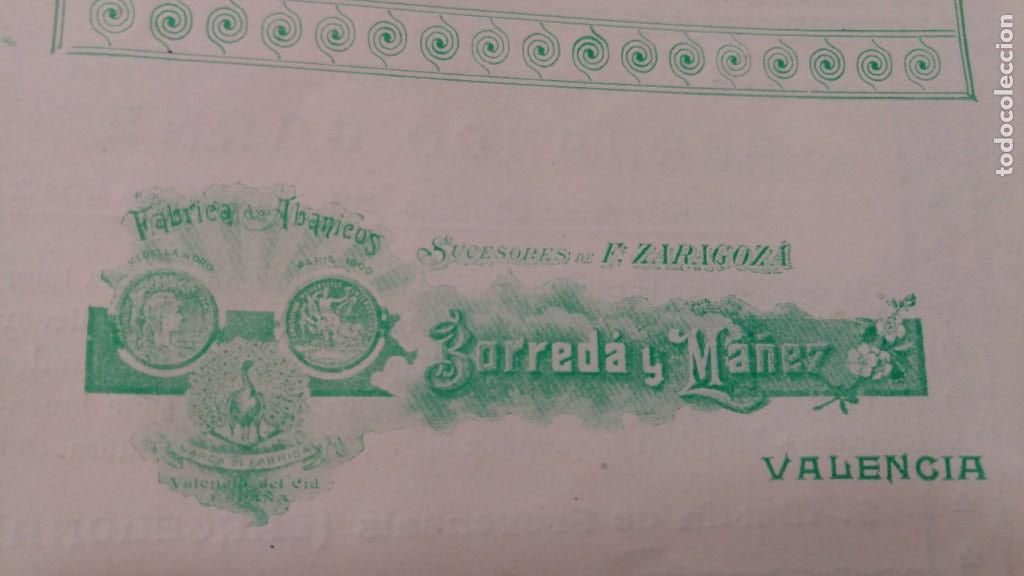 Coleccionismo de carteles: FABRICA DE ABANICOS SUCESORES DE F.ZARAGOZA BORREDA Y MA&Ntilde;EZ VALENCIA HOJA REVISTA A&Ntilde;O 1902